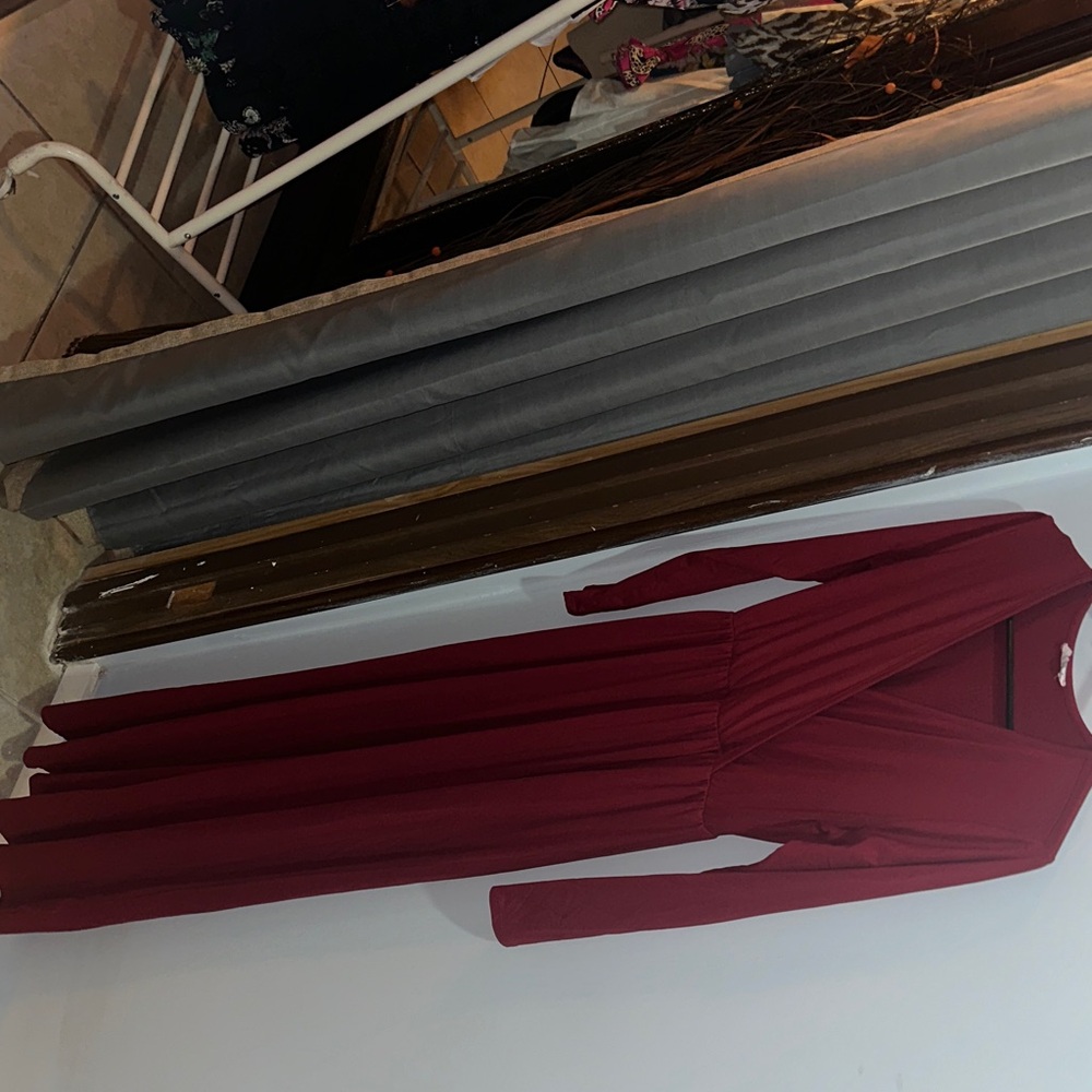 Amelia James Burgundy Long Sleeve Dress